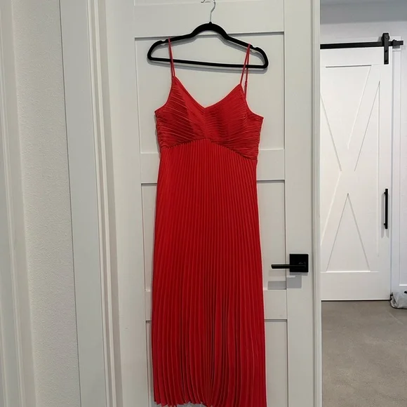 open lace back dress Aritzia Babaton Nwt Red Square Neck Fit & Flare A Line Midi Dress Size SP
